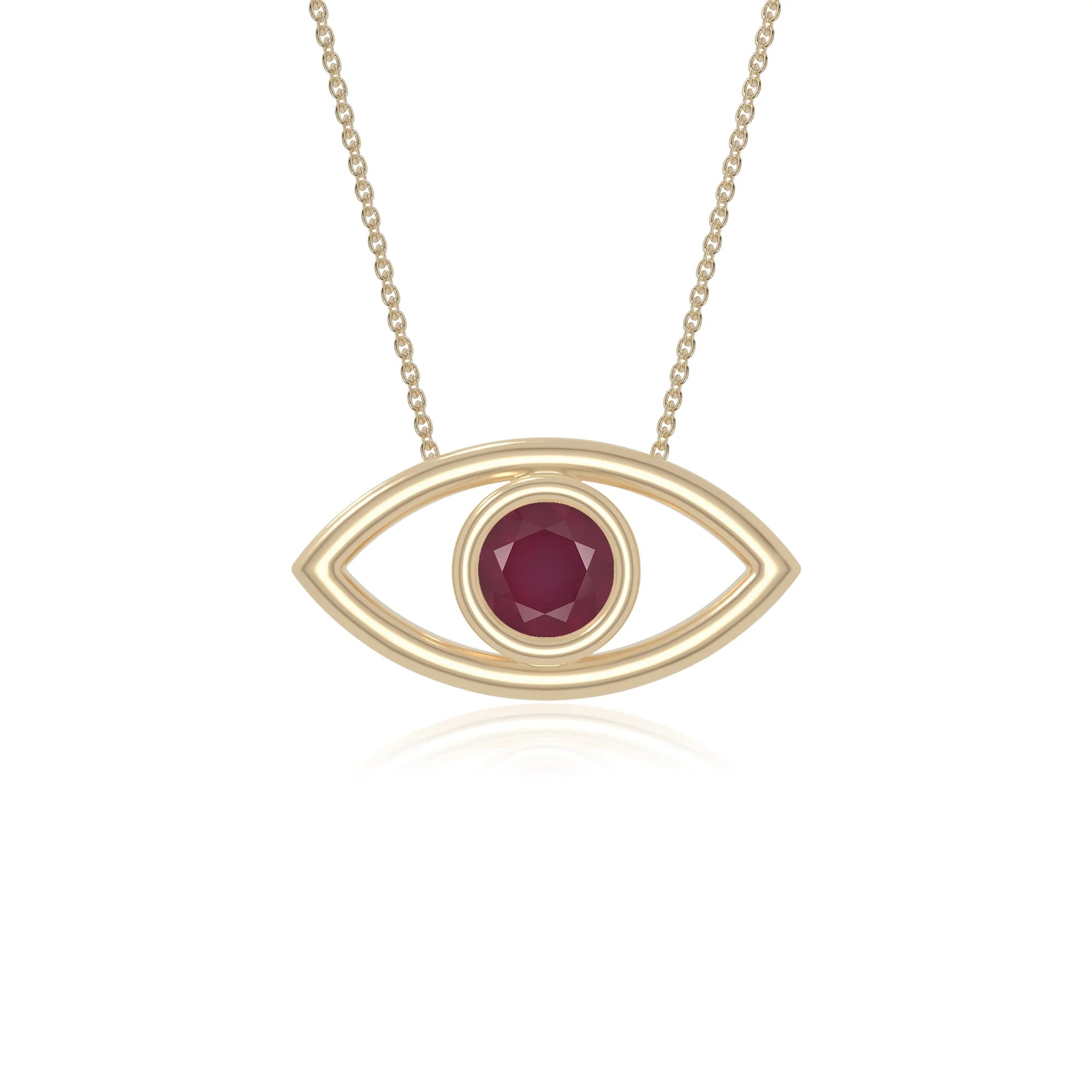 natural ruby evil eye necklaces in yellow gold vermeil 