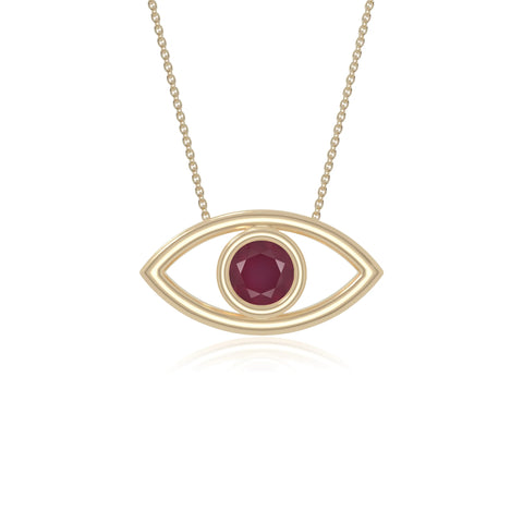 natural ruby evil eye necklaces in yellow gold vermeil 