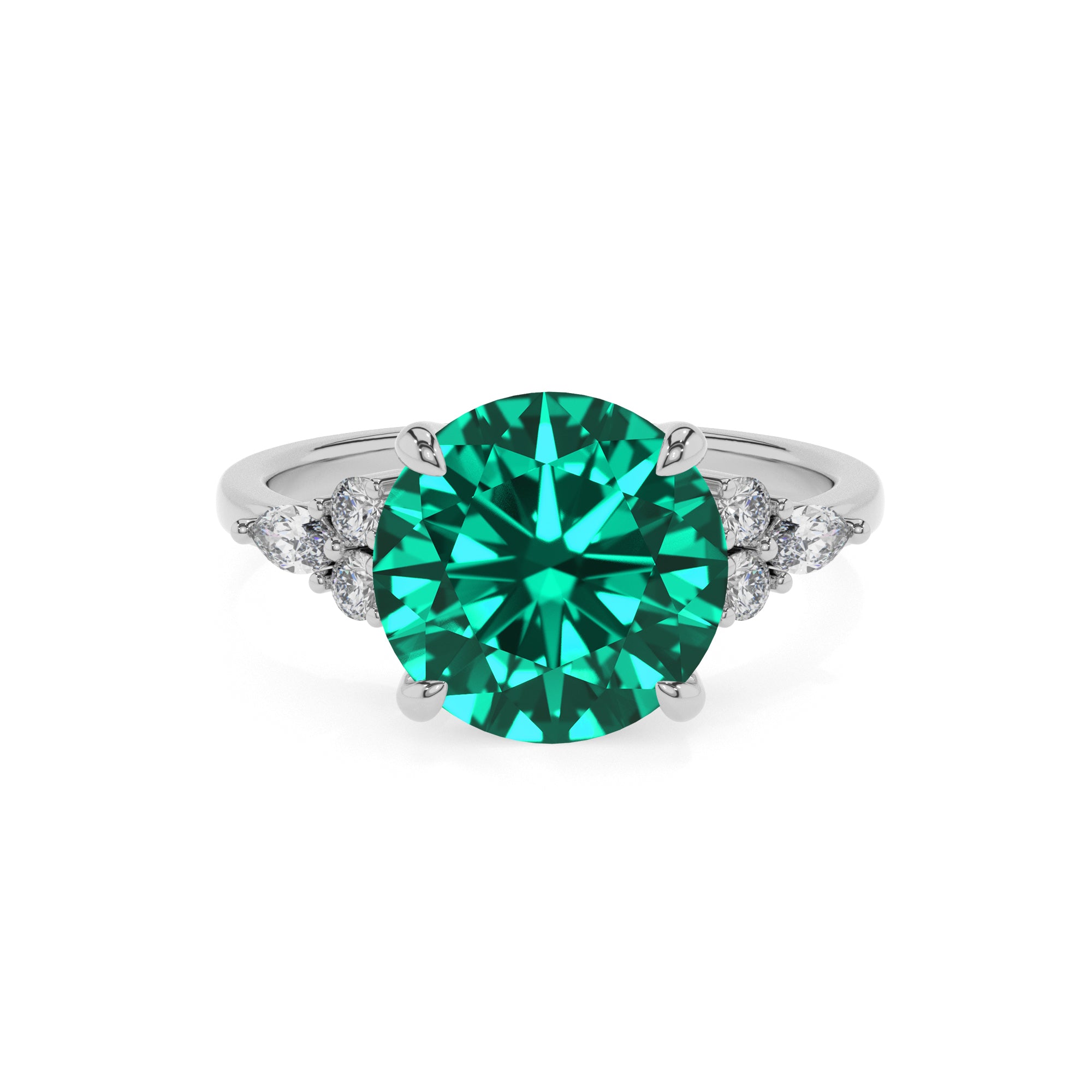 lab-grown emerald round solitaire engagement ring