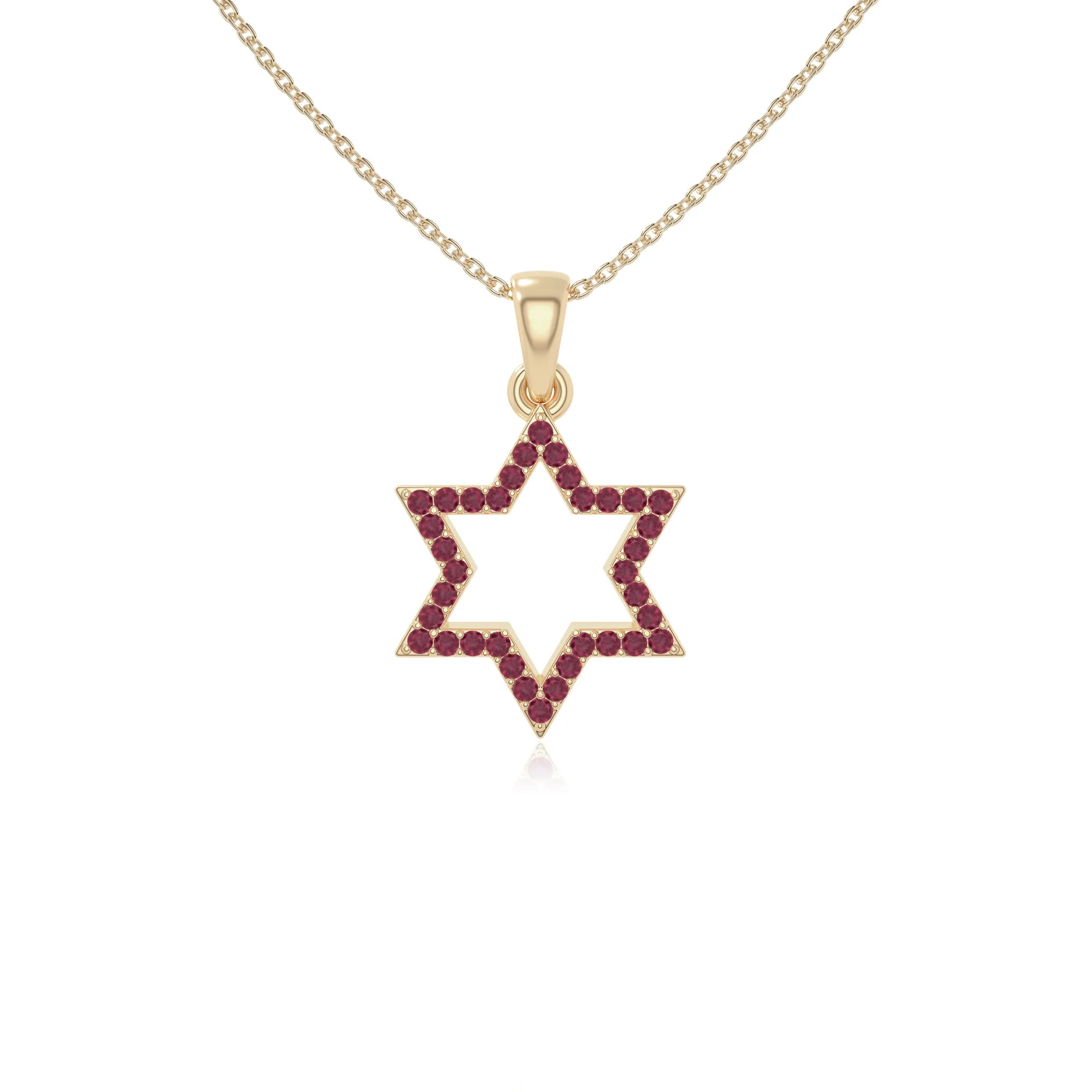 natural ruby star of david necklaces in yellow gold vermeil 