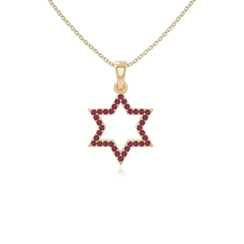 natural ruby star of david necklaces in yellow gold vermeil 