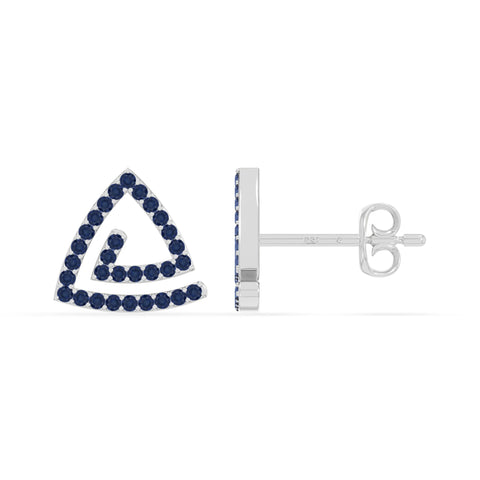 natural blue-sapphire triangle stud earrings in sterling silver 