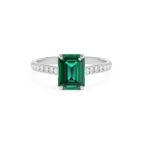 lab-grown emerald emerald half eterity solitaire engagement ring