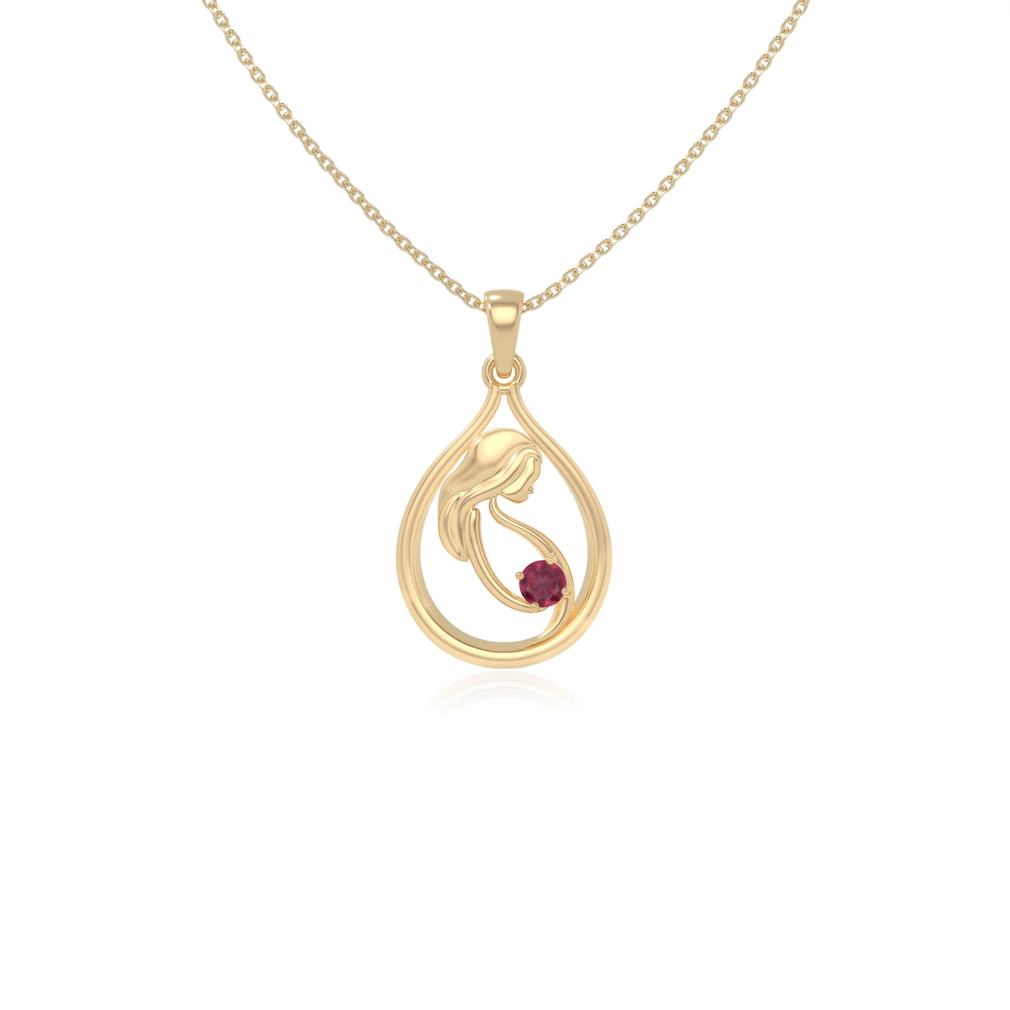 natural ruby mom to be necklaces in yellow gold vermeil 