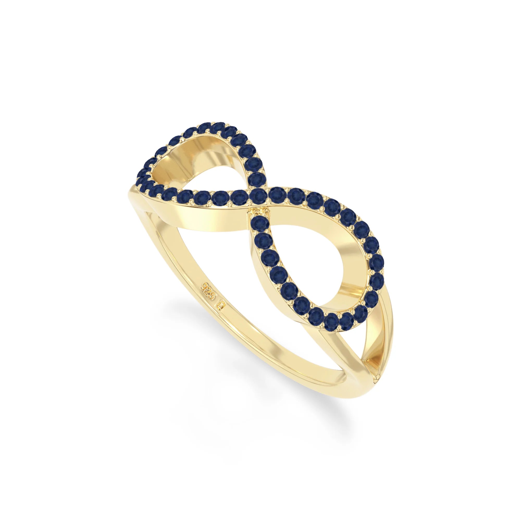 natural blue sapphire infinity promise rings in yellow gold vermeil