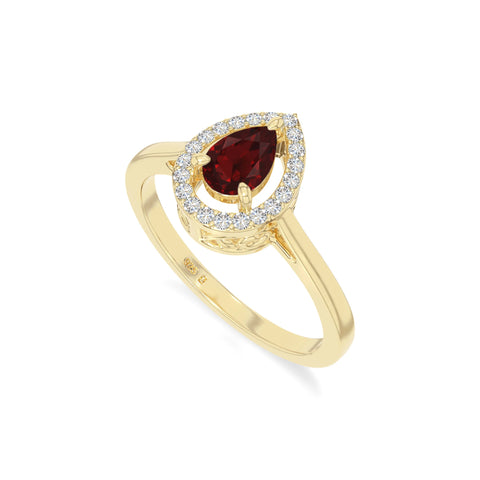 natural garnet solitaire halo engagement rings in yellow gold vermeil