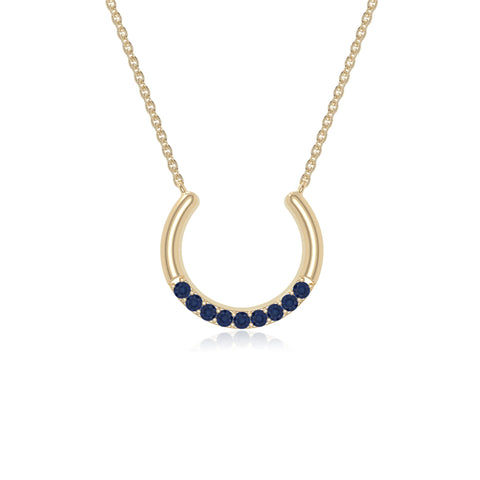 natural blue-sapphire horse shoe necklaces in yellow gold vermeil 