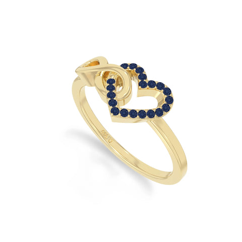 natural blue sapphire infinity heart promise rings in yellow gold vermeil