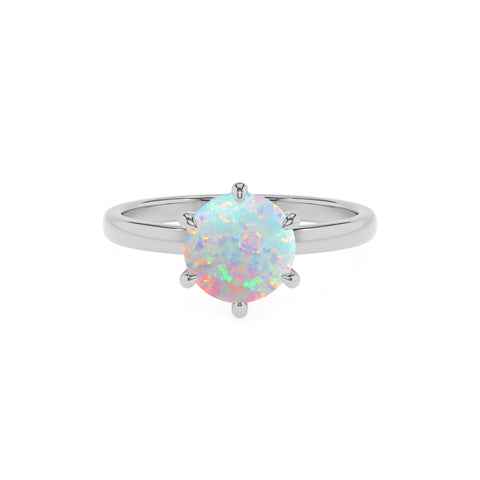 lab grown opal round solitaire engagement ring