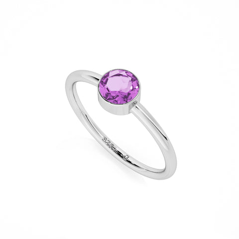 amethyst round cut stackable bezel-set ring