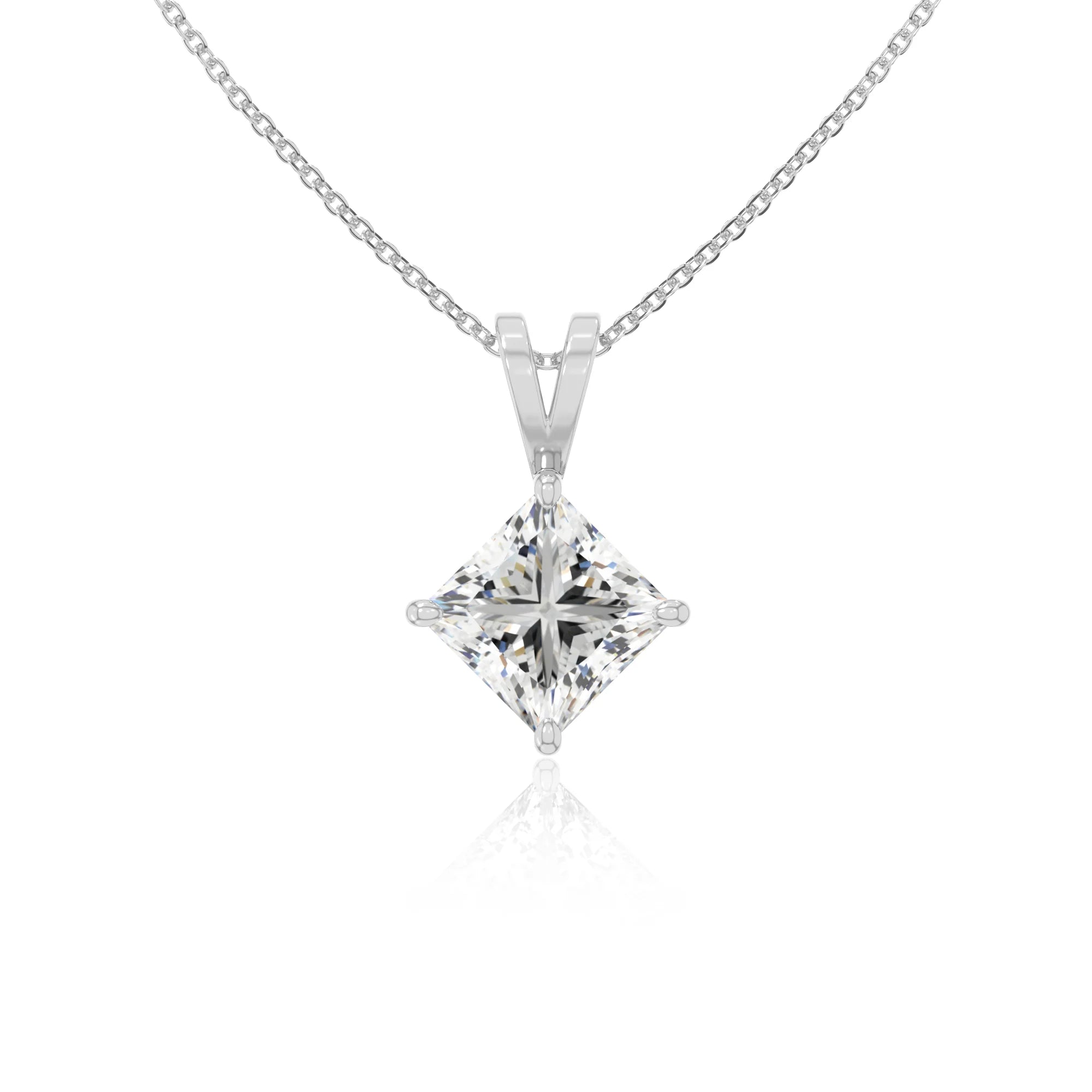 moissanite v-bale solitaire necklaces in sterling silver 