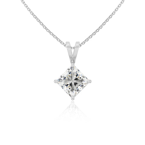 moissanite v-bale solitaire necklaces in sterling silver 