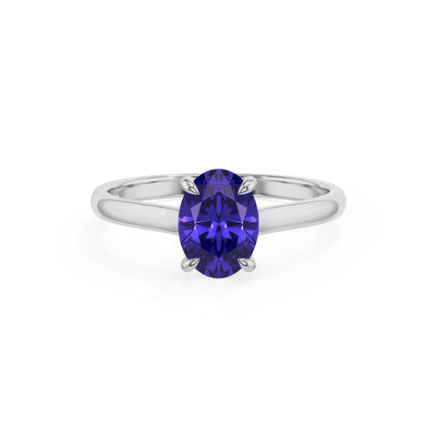 lab grown tanzanite oval solitaire engagement ring