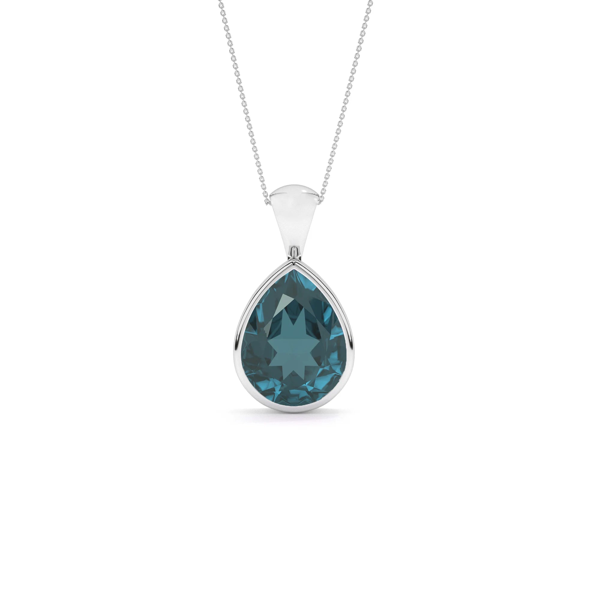 natural london-blue-topaz pear shape pendant necklace