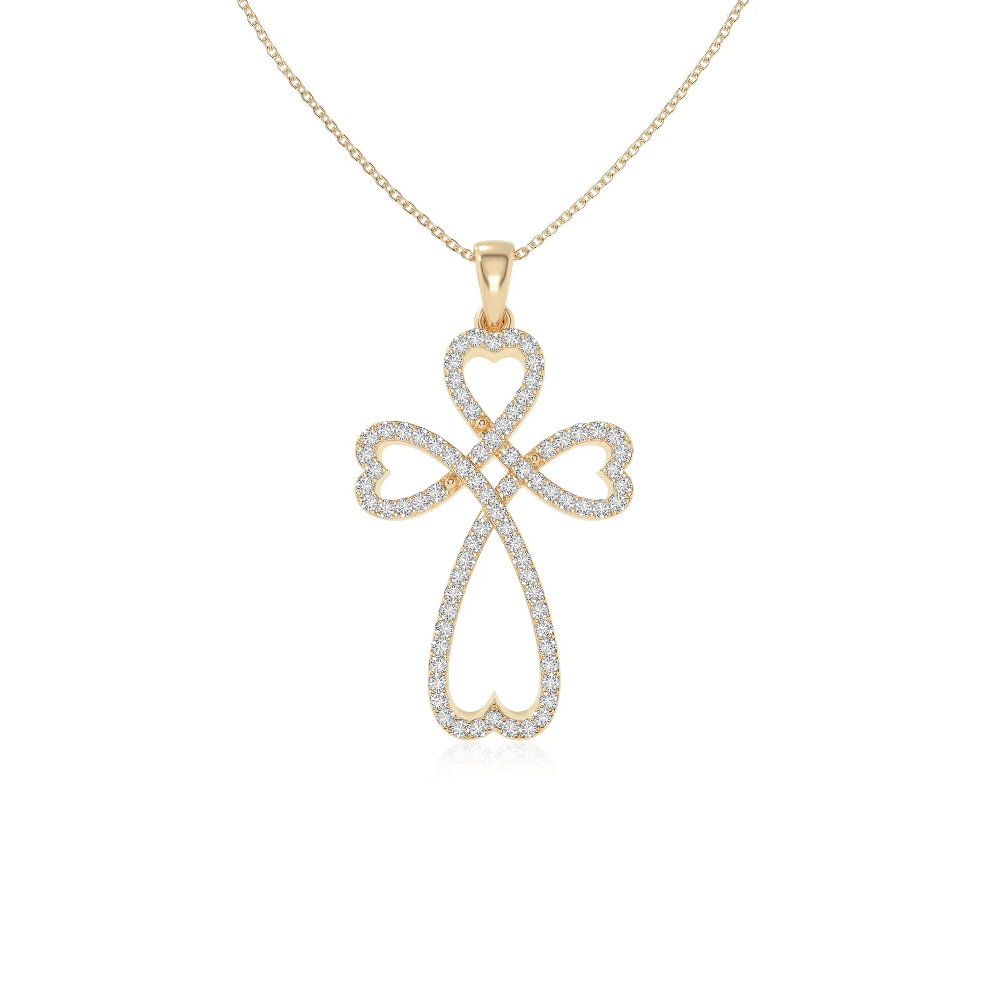 moissanite infinity cross necklaces in yellow gold vermeil 