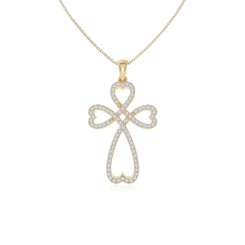 moissanite infinity cross necklaces in yellow gold vermeil 
