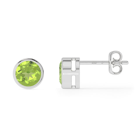 natural peridot round shape stud earrings