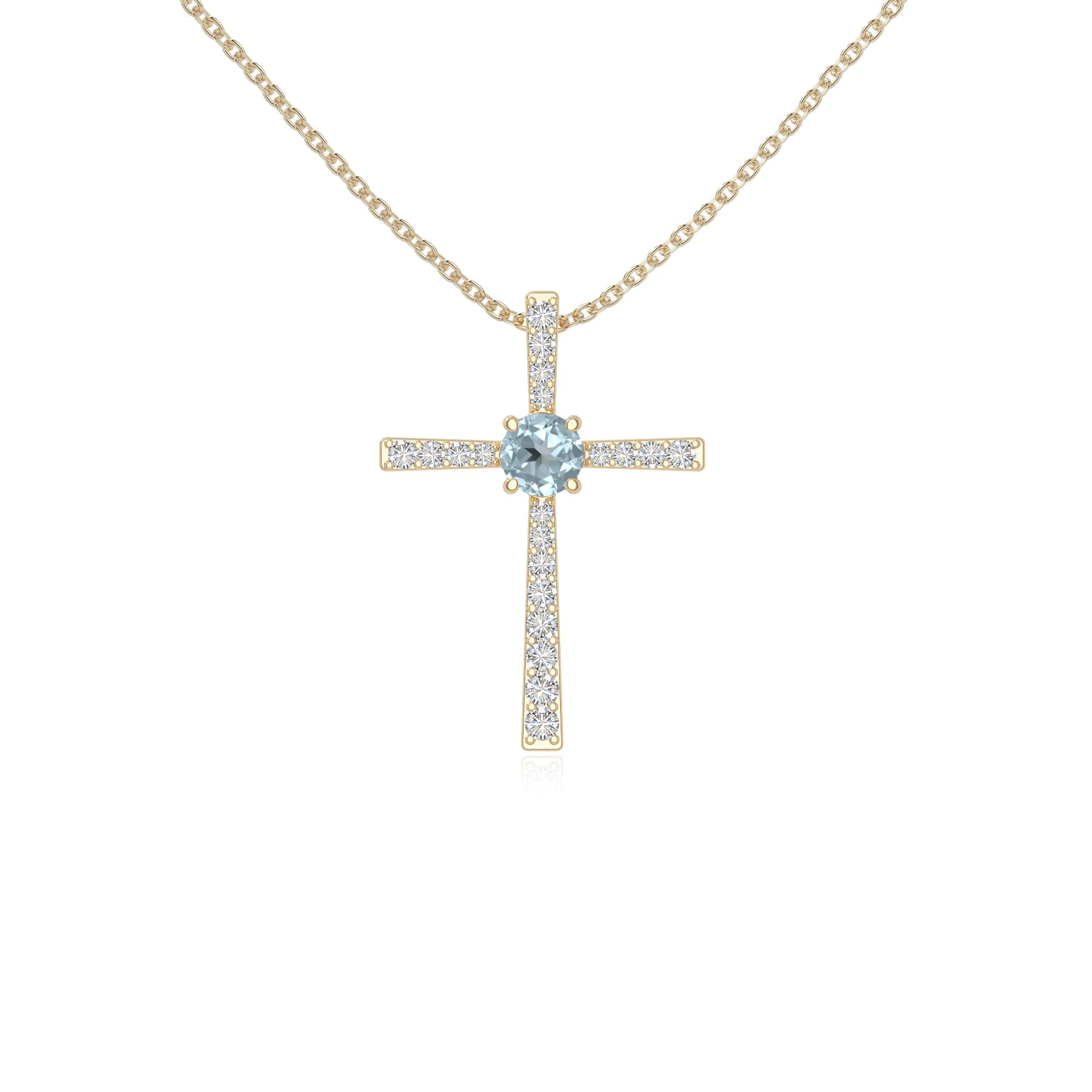 natural aquamarine cross necklaces in yellow gold vermeil 