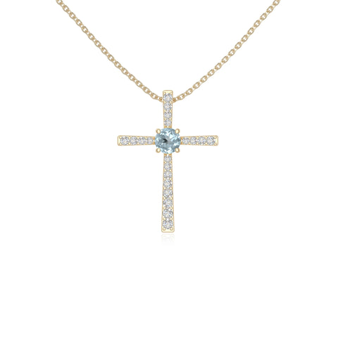 natural aquamarine cross necklaces in yellow gold vermeil 