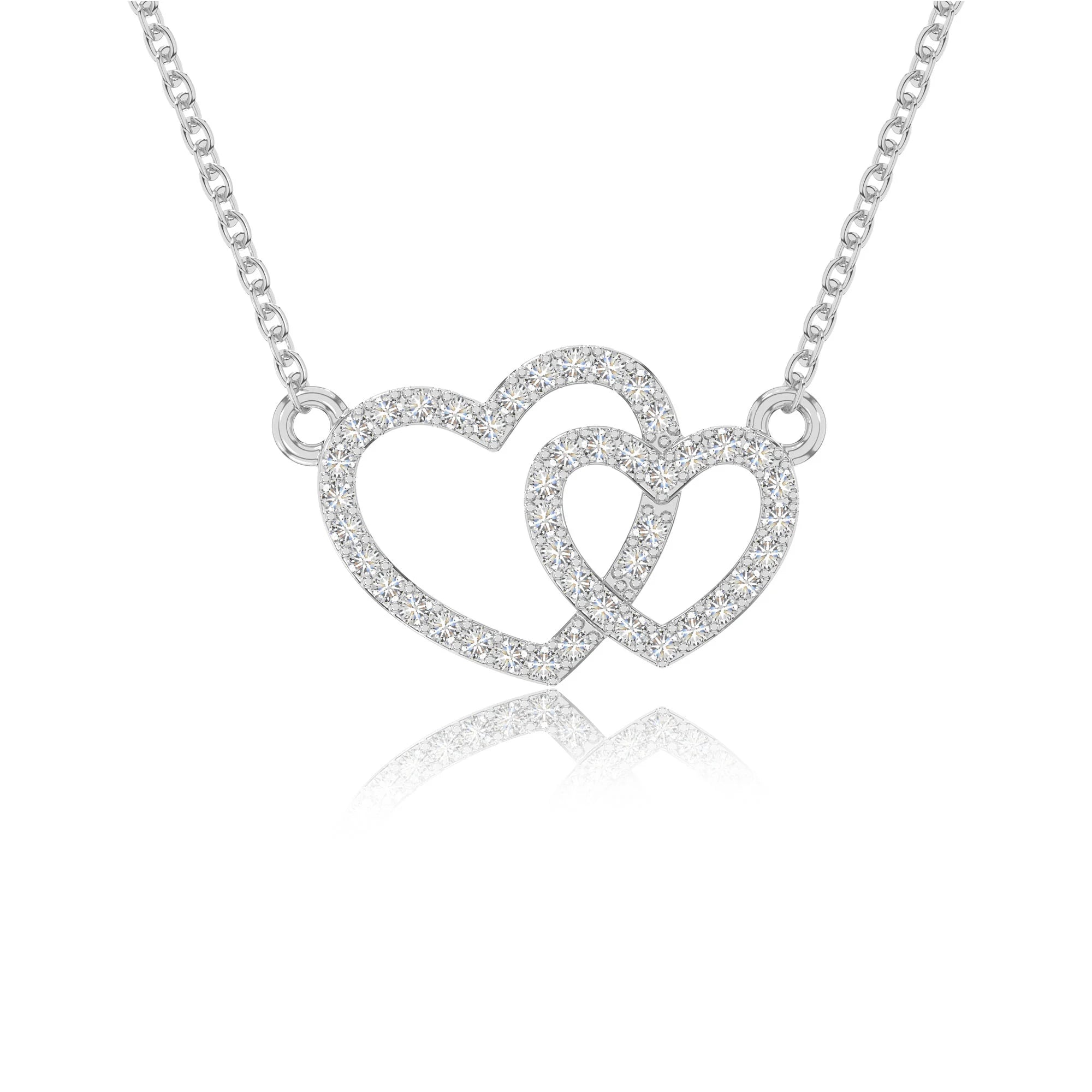 moissanite heart in heart necklaces in sterling silver 