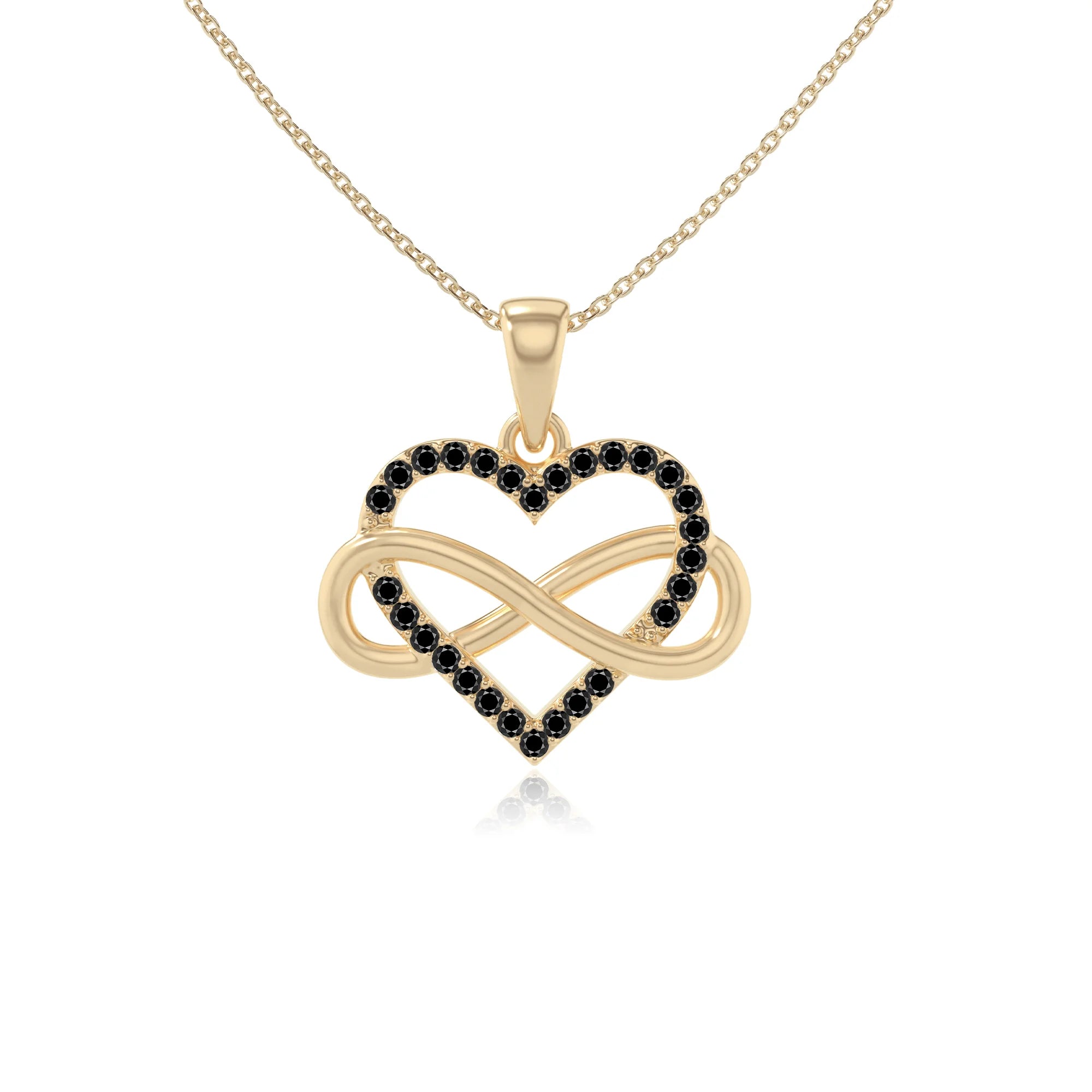 natural black-onyx infinity heart necklaces in yellow gold vermeil 