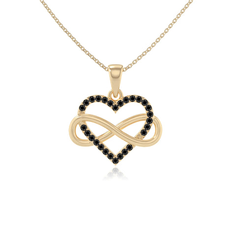 natural black-onyx infinity heart necklaces in yellow gold vermeil 