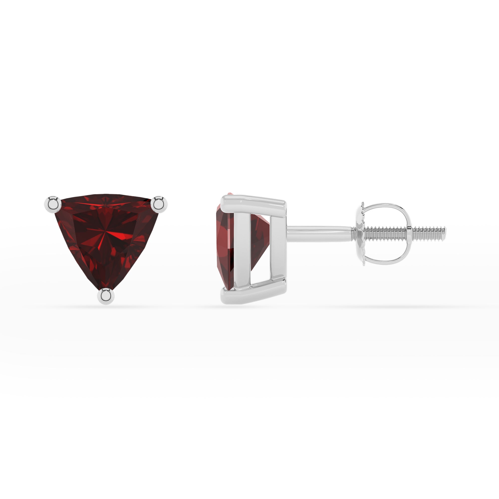 natural garnet trillion stud earrings 