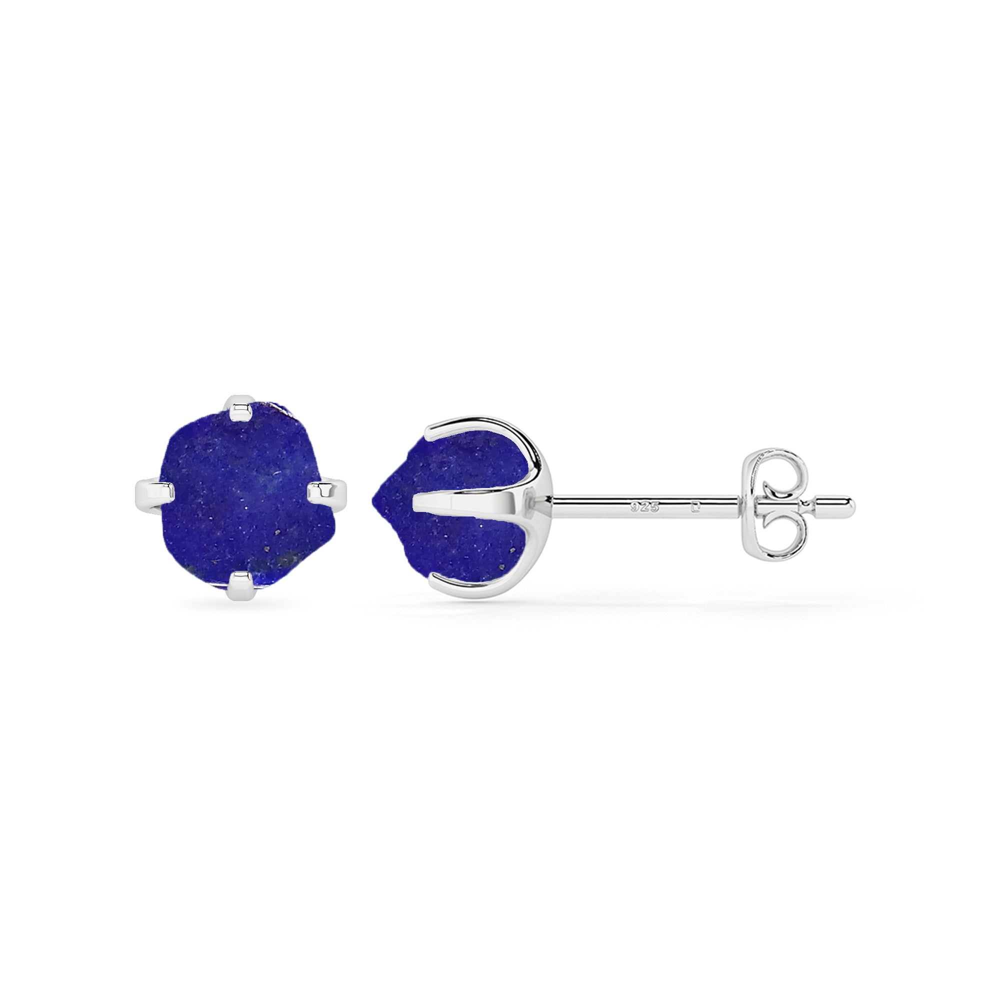 natural lapis lazuli rough shape stud earrings