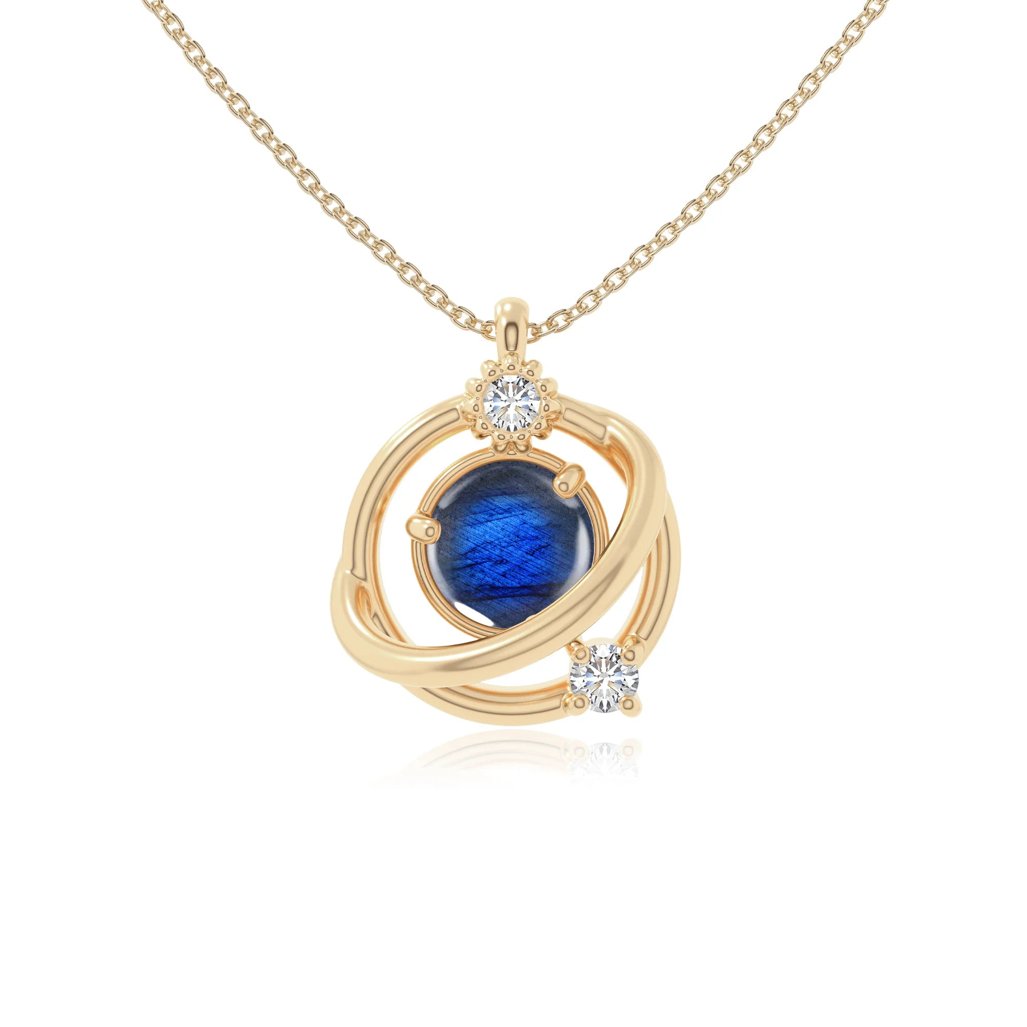 natural labradorite galaxy necklaces in yellow gold vermeil 