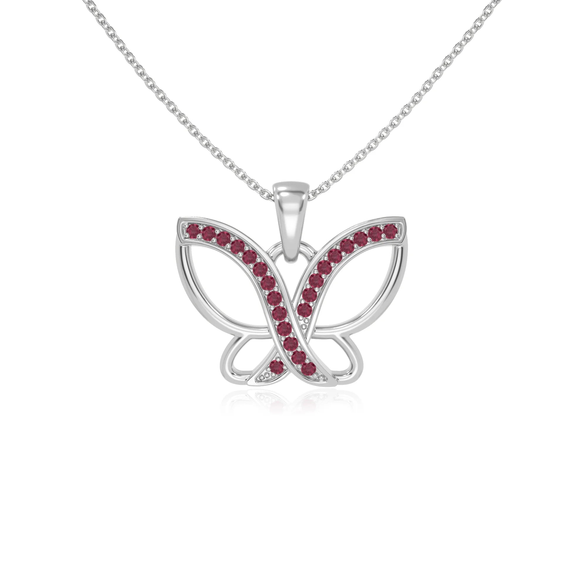 natural ruby butterfly necklaces in sterling silver 