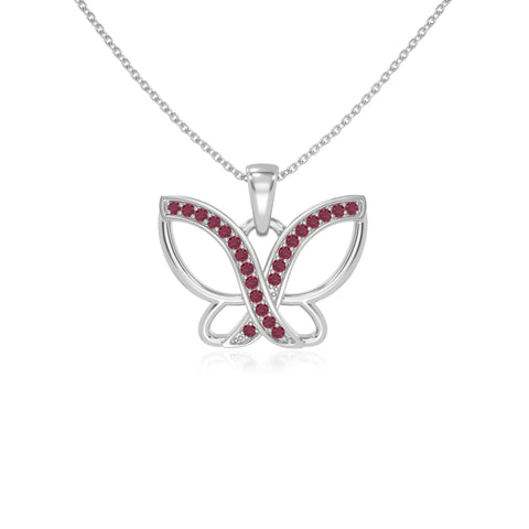 natural ruby butterfly necklaces in sterling silver 