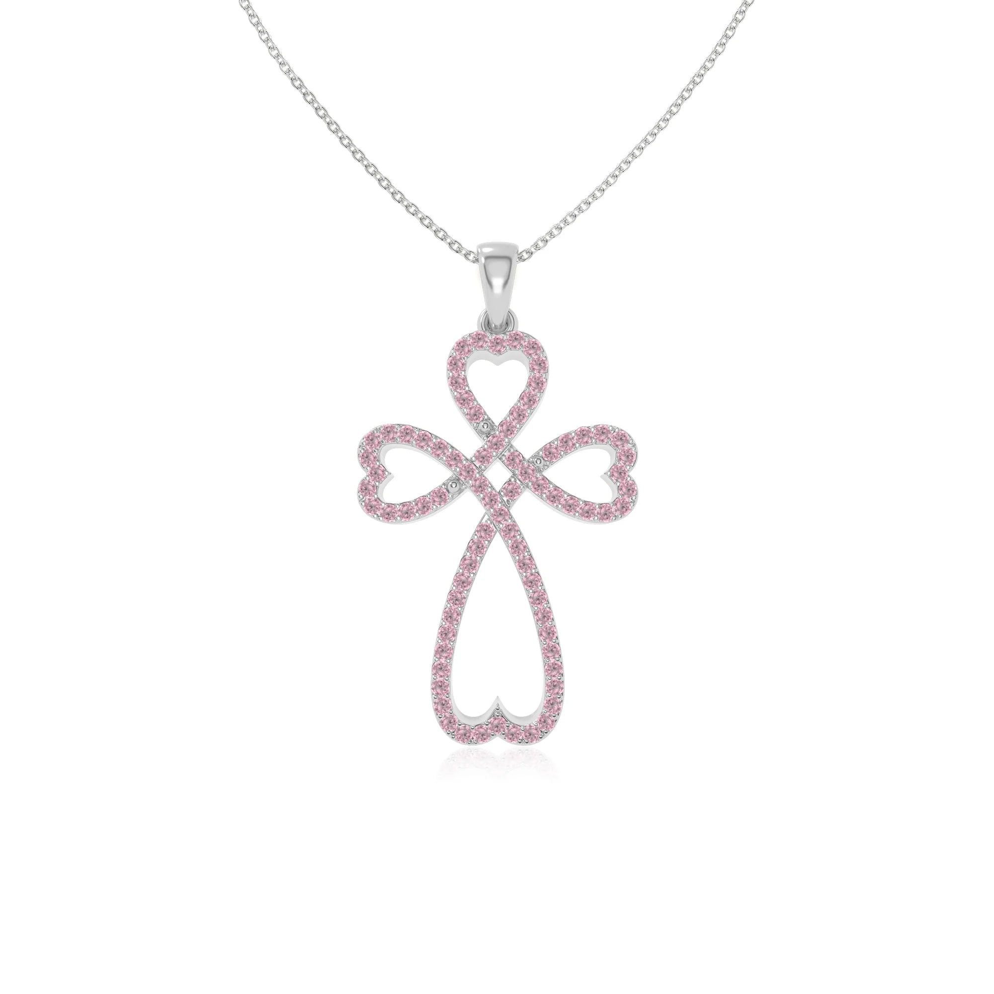 natural pink-tourmaline infinity cross necklaces in sterling silver 