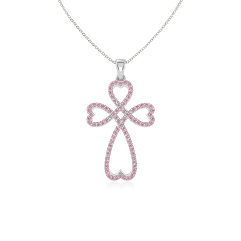 natural pink-tourmaline infinity cross necklaces in sterling silver 