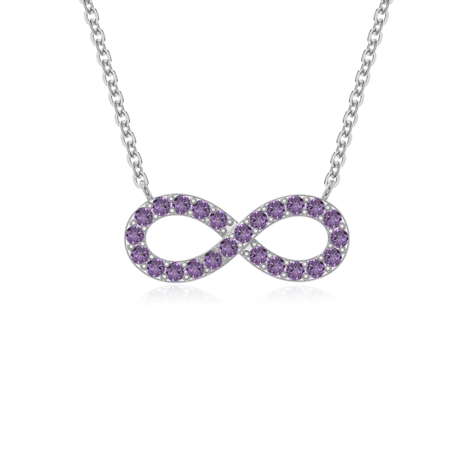 natural amethyst infinity necklaces in sterling silver 