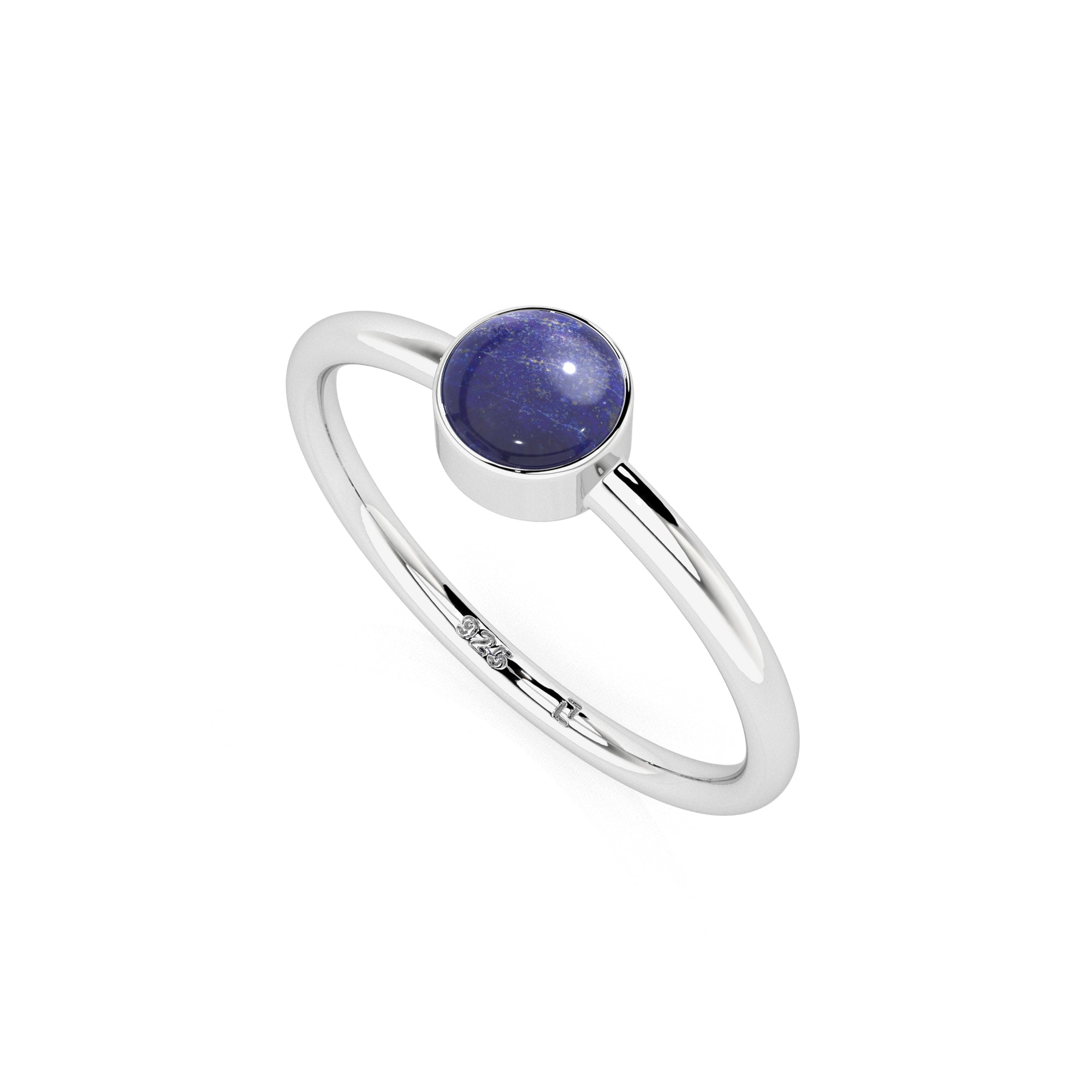 lapis lazuli round cab stackable bezel-set ring