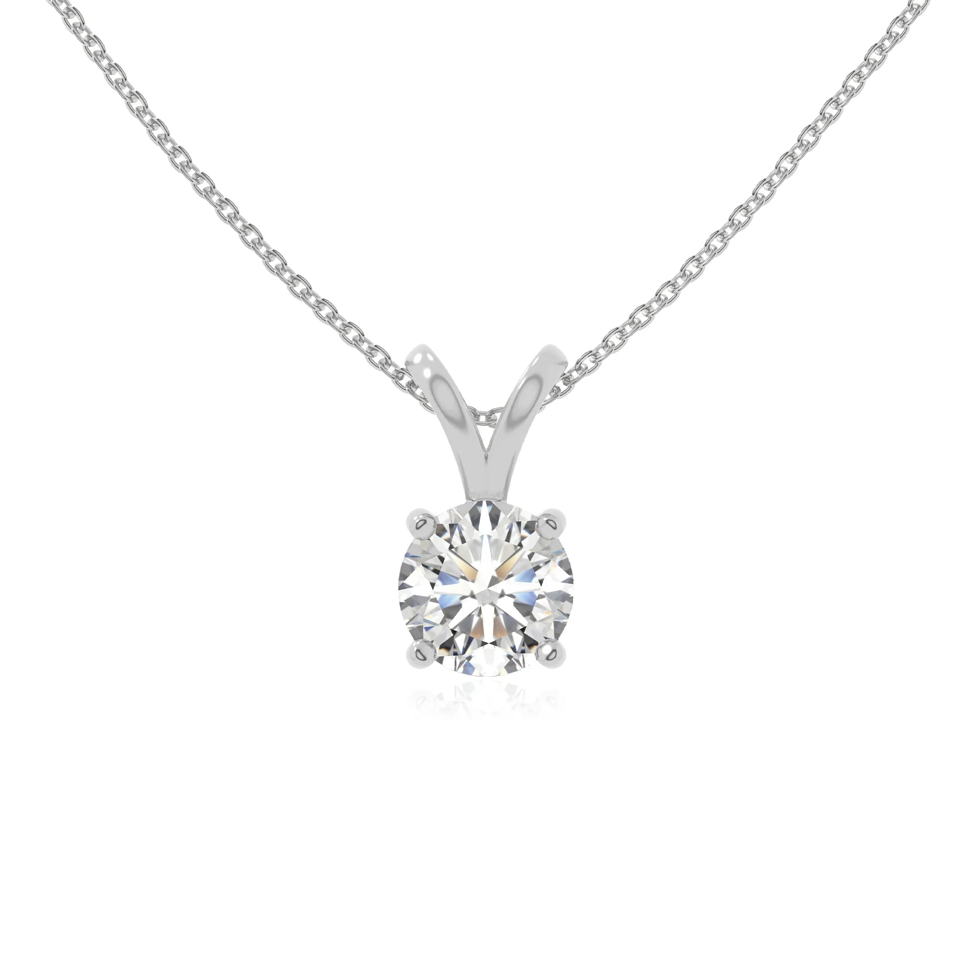 moissanite v-bale solitaire necklaces in sterling silver 
