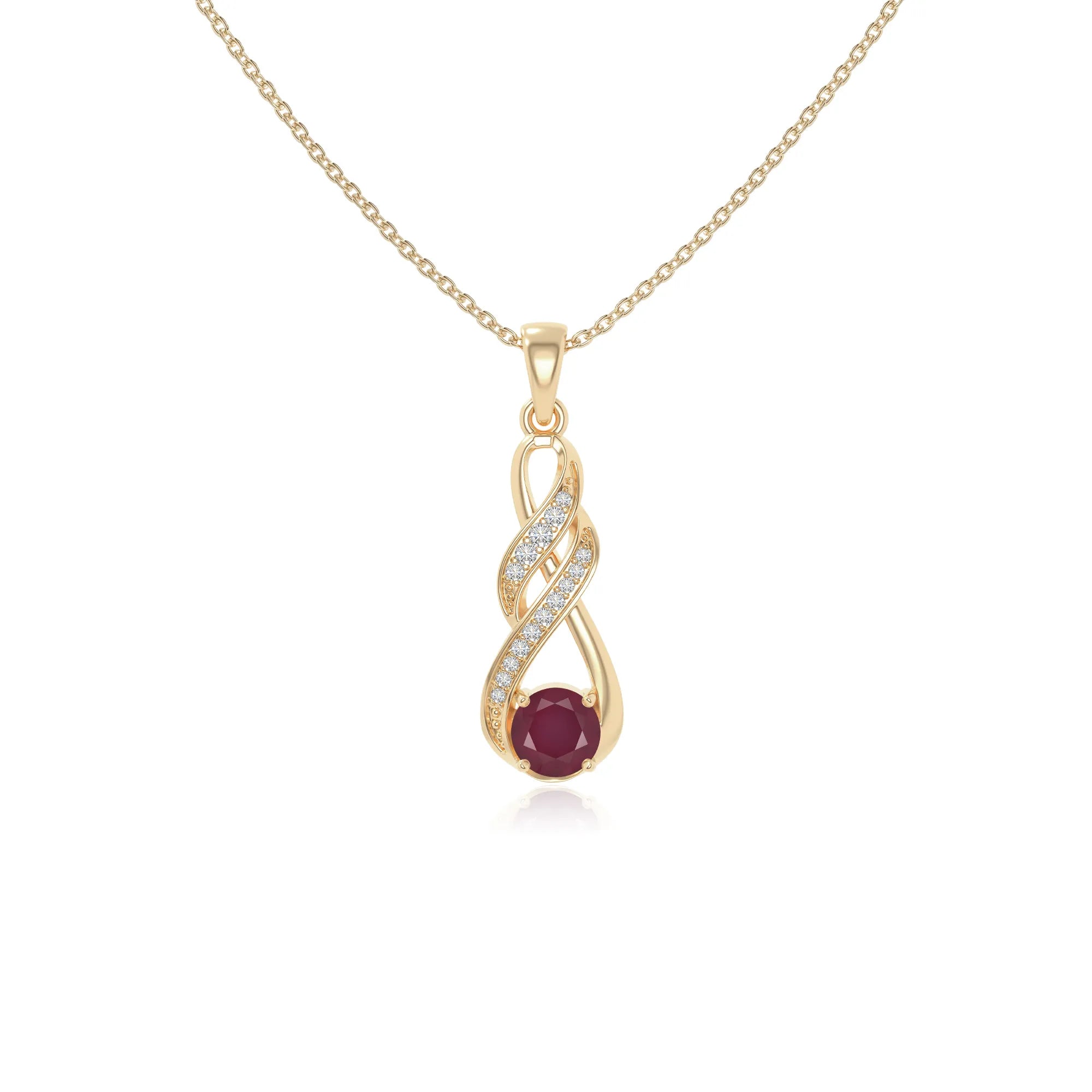 natural ruby infinity necklaces in yellow gold vermeil 