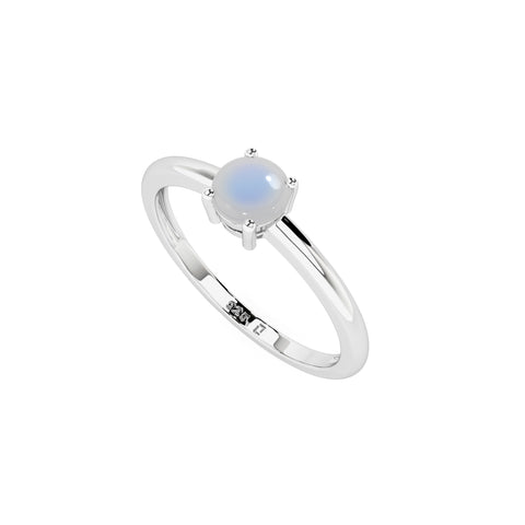 rainbow moonstone round cab stackable prong-set ring