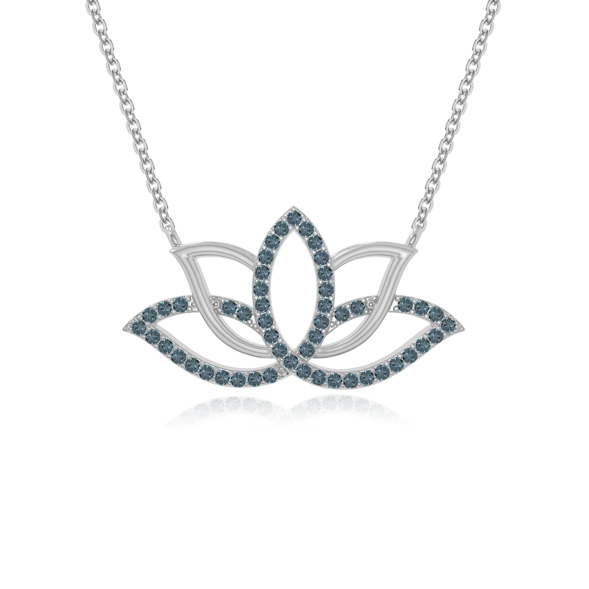 natural london-blue-topaz lotus flower necklaces in sterling silver 