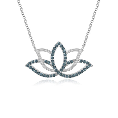 natural london-blue-topaz lotus flower necklaces in sterling silver 