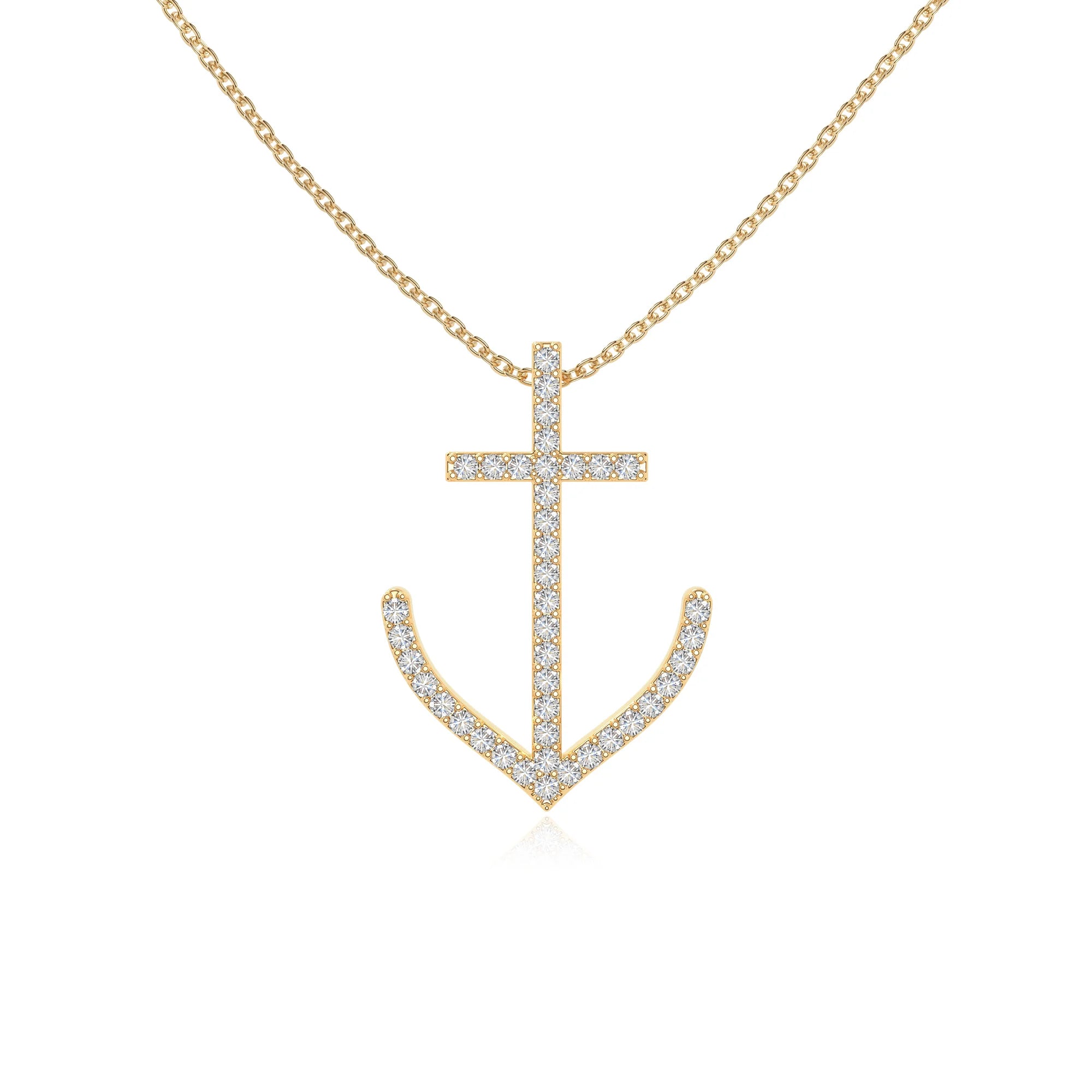 moissanite anchor necklaces in yellow gold vermeil 