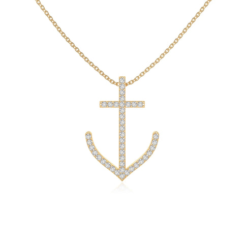 moissanite anchor necklaces in yellow gold vermeil 