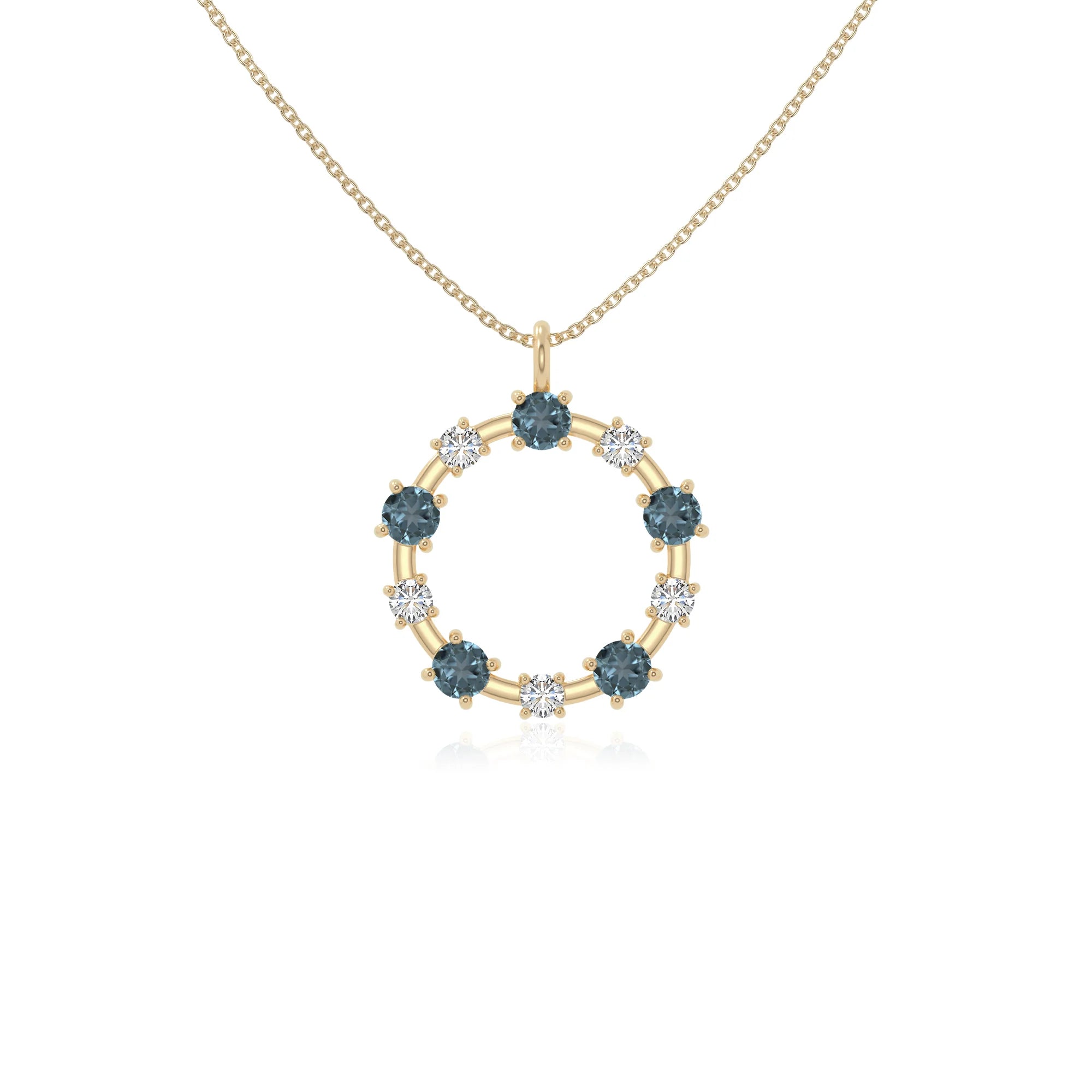 natural london-blue-topaz infinity love knot necklaces in yellow gold vermeil 