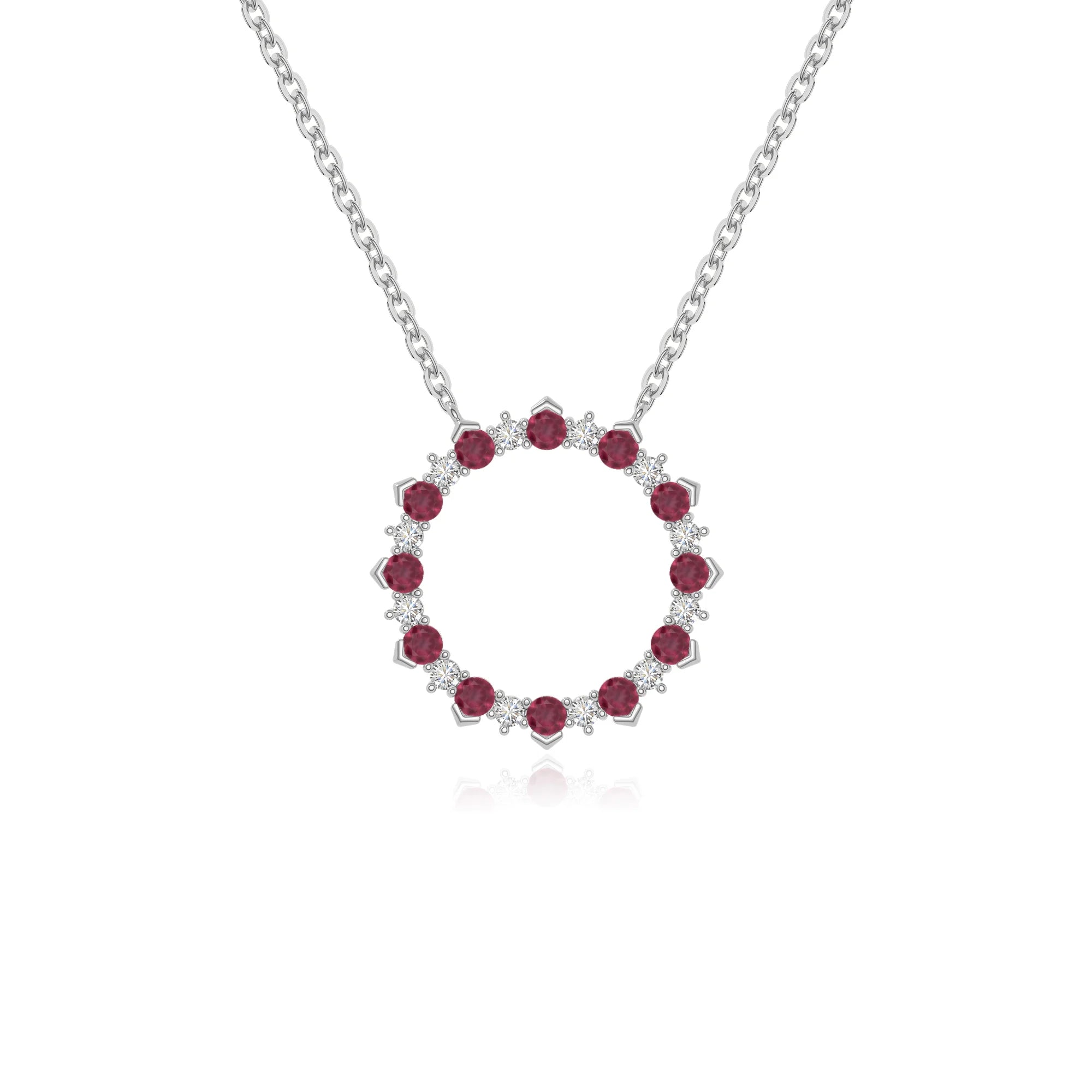 natural ruby sun necklaces in sterling silver 
