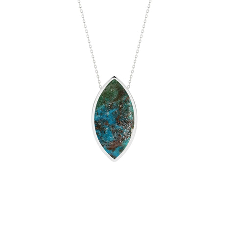 natural chrysocolla marquise shape pendant necklace
