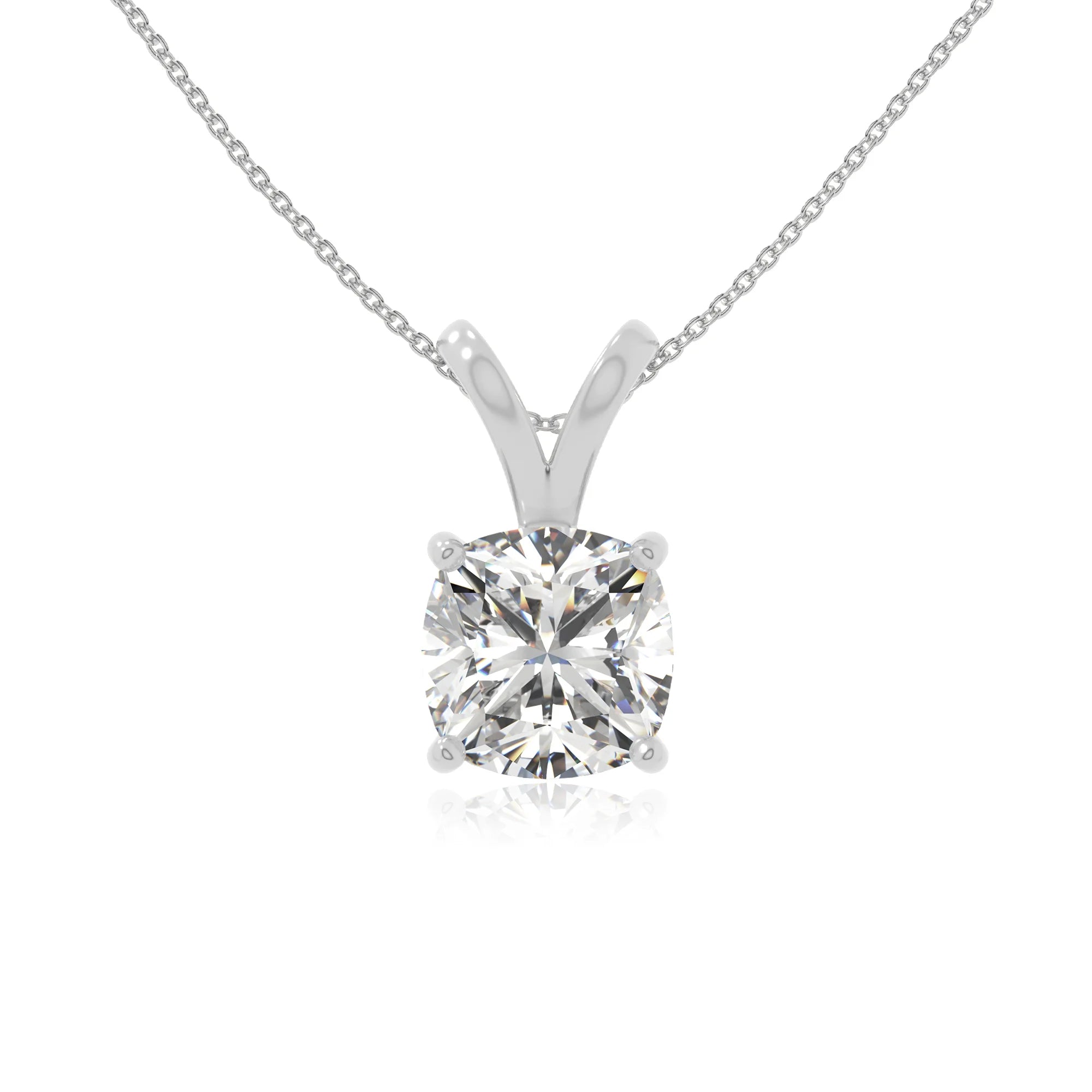 moissanite v-bale solitaire necklaces in sterling silver 