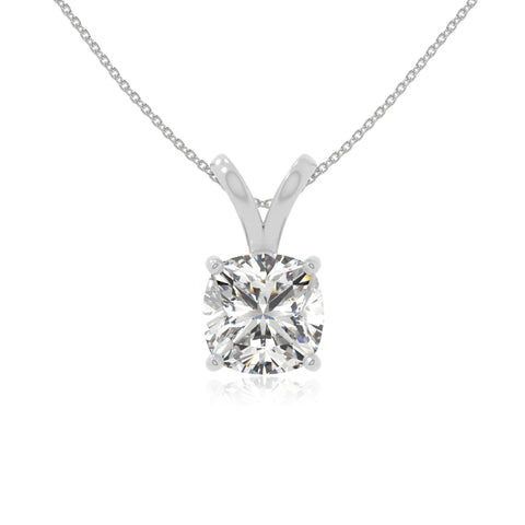 moissanite v-bale solitaire necklaces in sterling silver 
