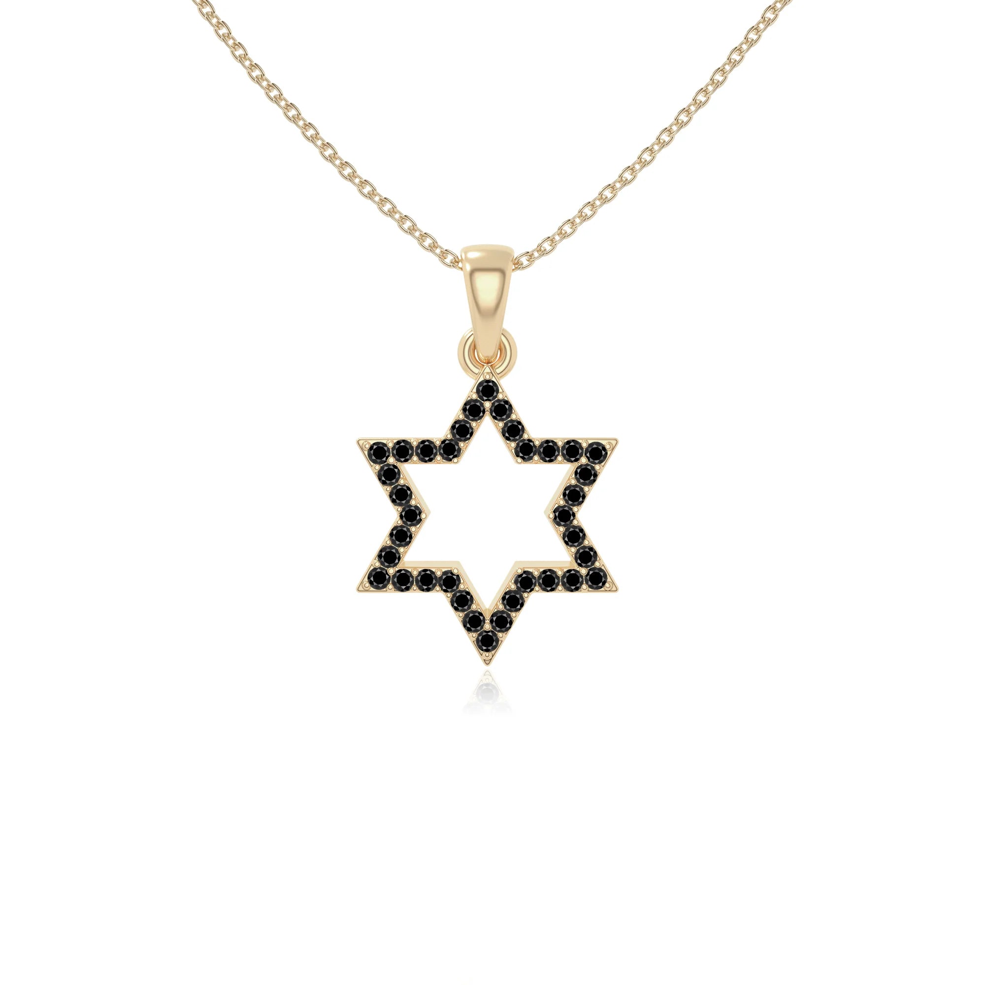 natural black-onyx star of david necklaces in yellow gold vermeil 