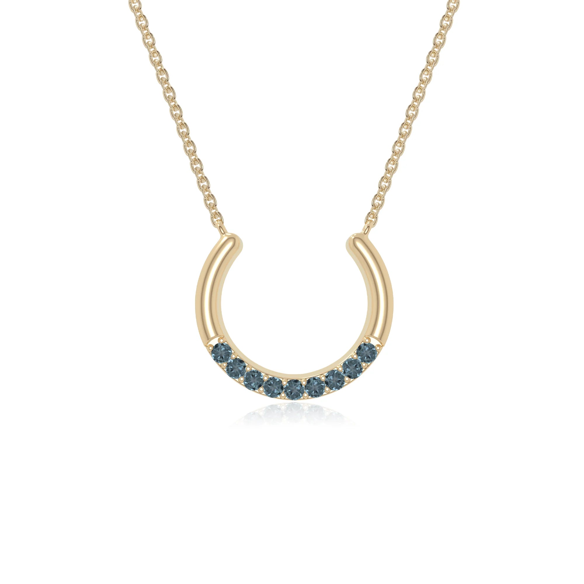 natural london-blue-topaz horse shoe necklaces in yellow gold vermeil 