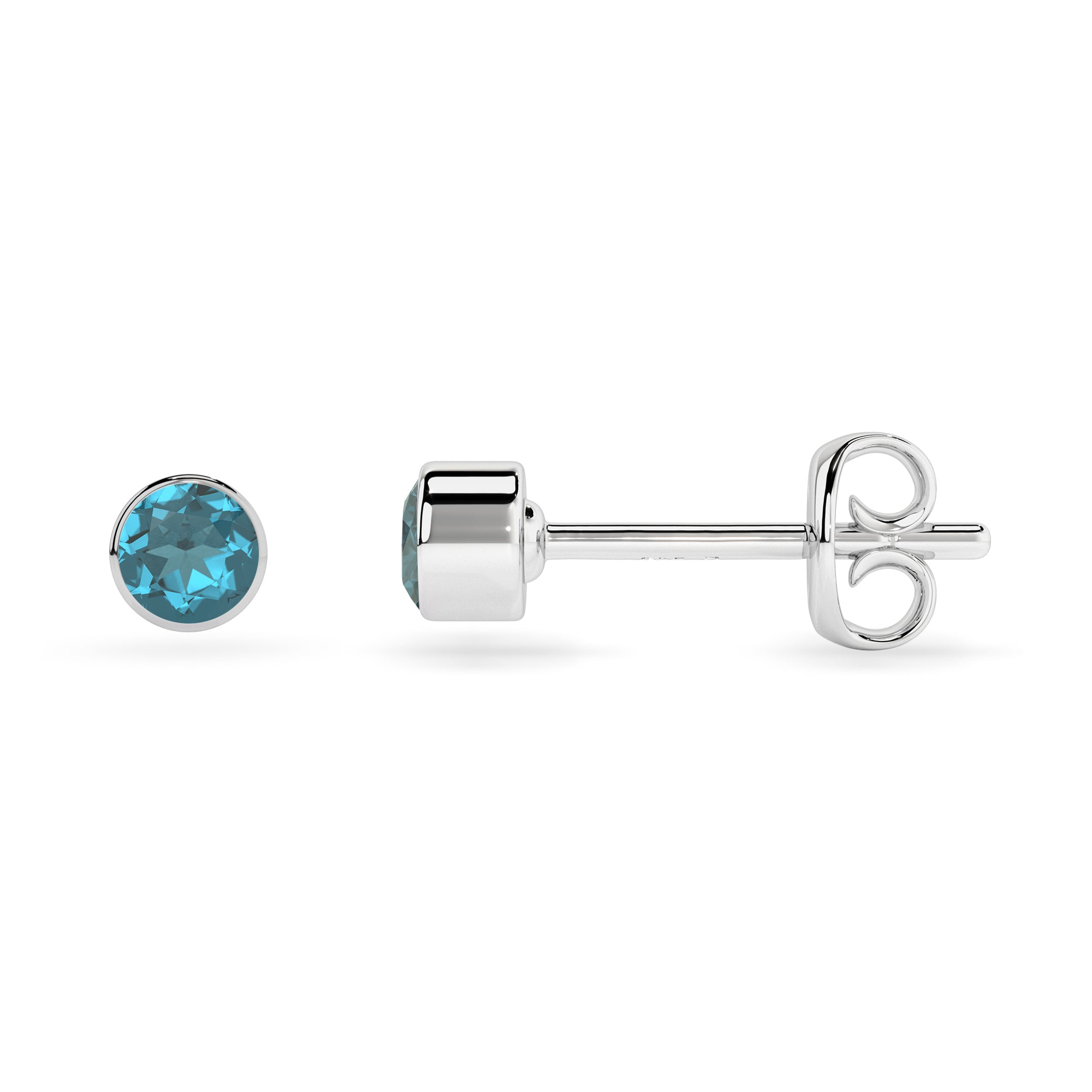 natural london blue topaz round shape stud earrings